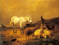 A Horse Sheep And Goat In A Landscape Eugene Verboeckhoven animal
